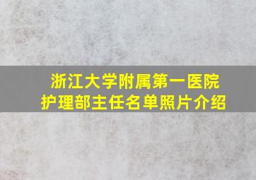 浙江大学附属第一医院护理部主任名单照片介绍