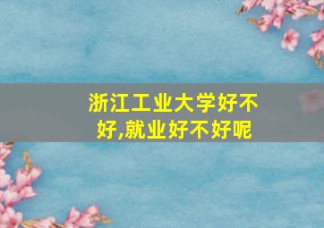 浙江工业大学好不好,就业好不好呢