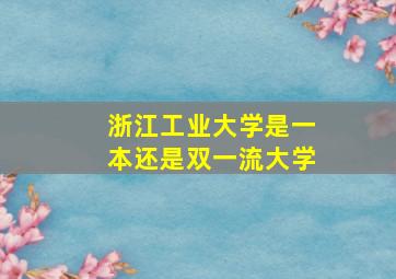 浙江工业大学是一本还是双一流大学