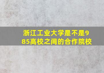 浙江工业大学是不是985高校之间的合作院校