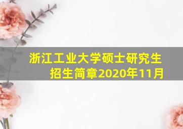 浙江工业大学硕士研究生招生简章2020年11月