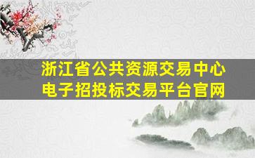 浙江省公共资源交易中心电子招投标交易平台官网