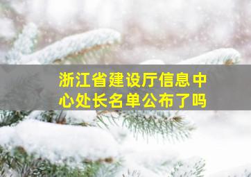 浙江省建设厅信息中心处长名单公布了吗