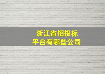 浙江省招投标平台有哪些公司