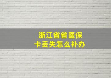 浙江省省医保卡丢失怎么补办