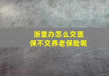 浙里办怎么交医保不交养老保险呢