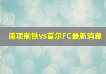 浦项制铁vs首尔FC最新消息