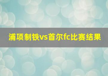 浦项制铁vs首尔fc比赛结果