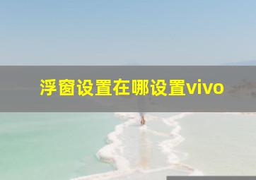 浮窗设置在哪设置vivo