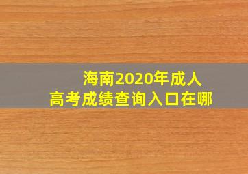 海南2020年成人高考成绩查询入口在哪