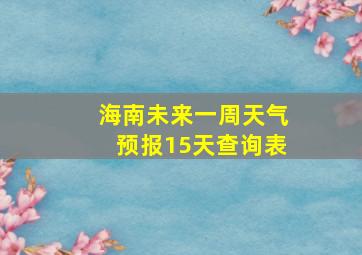 海南未来一周天气预报15天查询表