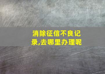 消除征信不良记录,去哪里办理呢