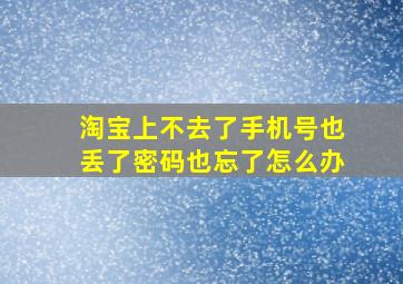 淘宝上不去了手机号也丢了密码也忘了怎么办