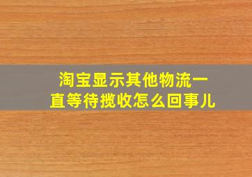 淘宝显示其他物流一直等待揽收怎么回事儿