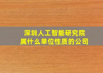 深圳人工智能研究院属什么单位性质的公司