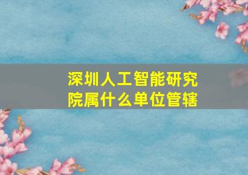 深圳人工智能研究院属什么单位管辖