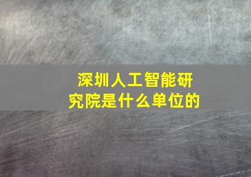 深圳人工智能研究院是什么单位的