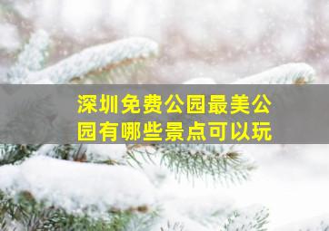 深圳免费公园最美公园有哪些景点可以玩