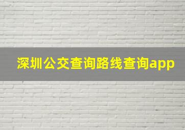 深圳公交查询路线查询app