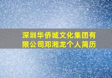 深圳华侨城文化集团有限公司邓湘龙个人简历