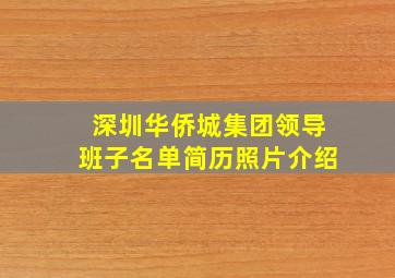 深圳华侨城集团领导班子名单简历照片介绍