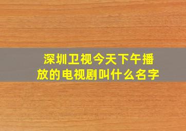 深圳卫视今天下午播放的电视剧叫什么名字