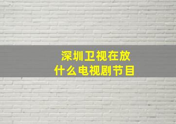 深圳卫视在放什么电视剧节目