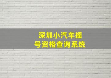 深圳小汽车摇号资格查询系统