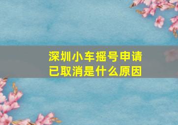 深圳小车摇号申请已取消是什么原因