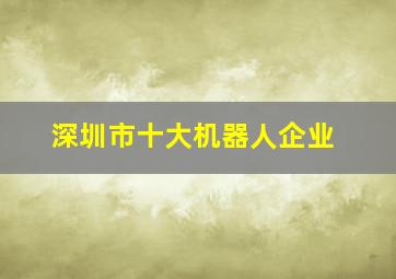 深圳市十大机器人企业