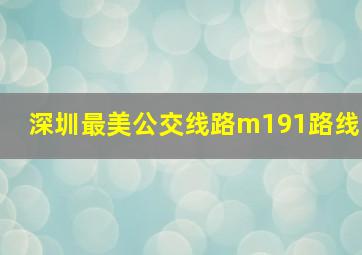 深圳最美公交线路m191路线