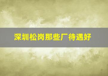 深圳松岗那些厂待遇好