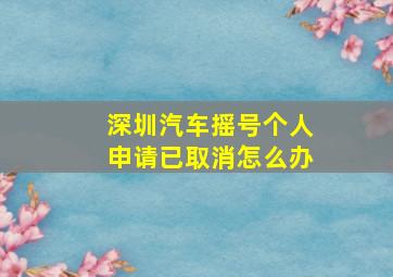 深圳汽车摇号个人申请已取消怎么办