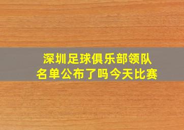 深圳足球俱乐部领队名单公布了吗今天比赛