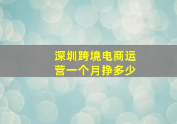 深圳跨境电商运营一个月挣多少