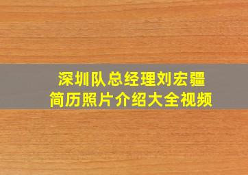 深圳队总经理刘宏疆简历照片介绍大全视频