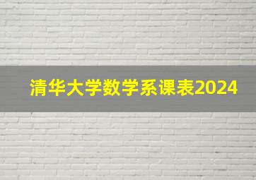 清华大学数学系课表2024