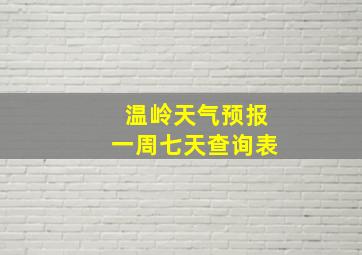 温岭天气预报一周七天查询表