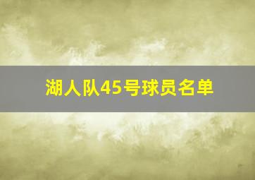 湖人队45号球员名单