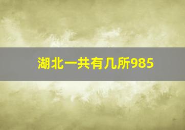 湖北一共有几所985