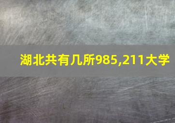 湖北共有几所985,211大学