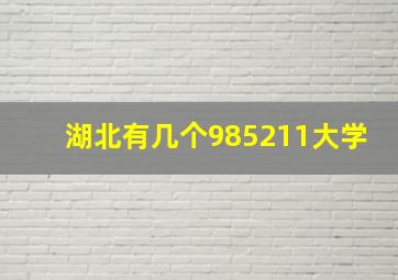 湖北有几个985211大学