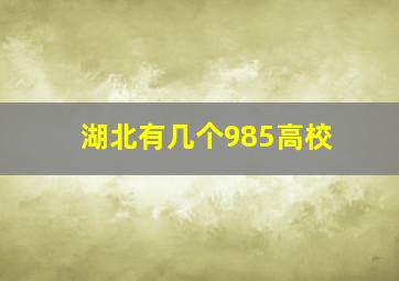 湖北有几个985高校