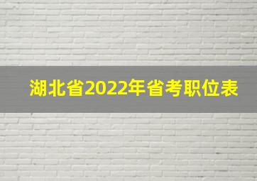 湖北省2022年省考职位表