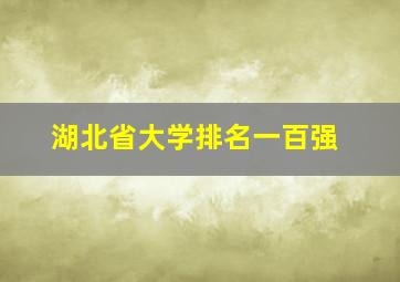 湖北省大学排名一百强