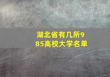 湖北省有几所985高校大学名单