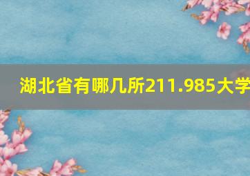 湖北省有哪几所211.985大学