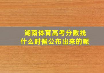 湖南体育高考分数线什么时候公布出来的呢