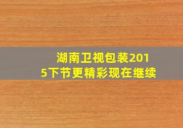 湖南卫视包装2015下节更精彩现在继续