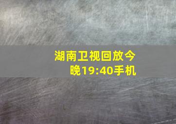 湖南卫视回放今晚19:40手机